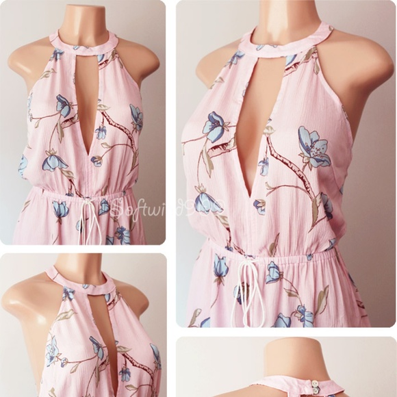 Last☝️ Pink Blue Tassel Open Back Halter Romper - Picture 3 of 8